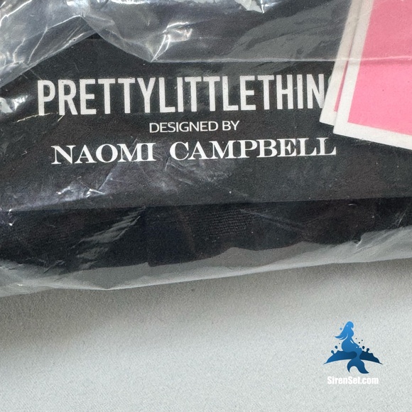 1104 NWT PrettyLittleThing Black V Bar Detail Strappy Open Back Dress - Size 2 - Picture 2 of 9